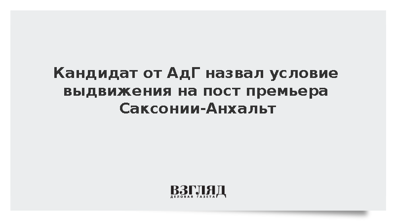 Кандидат от АдГ назвал условие выдвижения на пост премьера Саксонии-Анхальт